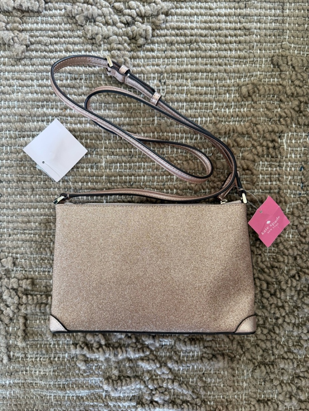 NWT Kate Spade New York Rose Gold Glitter Crossbody Bag - Picture 2 of 5